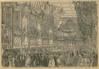 Procesión de Su Majestad al Baile de Estado en Guildhall, Londres, julio de 1851 de English School