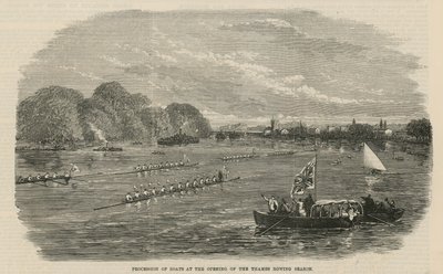Procesión de botes en la inauguración de la temporada de remo del Támesis de English School