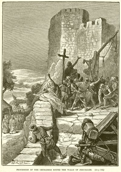 Procesión de los cruzados alrededor de las murallas de Jerusalén de English School