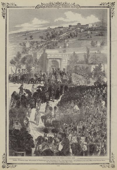 Procesión del Duque de Sussex entrando al cementerio en Kensal Green (grabado) de English School