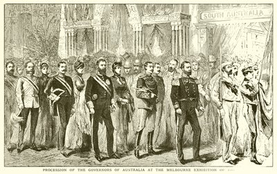 Procesión de los gobernadores de Australia en la Exposición de Melbourne de 1888 de English School