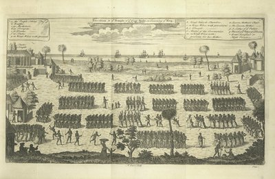 Procesión al Templo de la Gran Serpiente en la coronación del Rey, ilustración de 