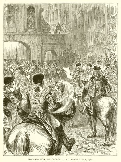 Proclamación de Jorge I en Temple Bar, 1714 de English School