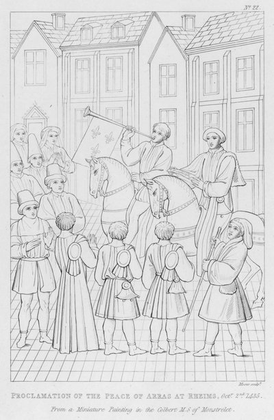 Proclamación de la Paz de Arras en Reims, 2 de octubre de 1435 (grabado) de English School