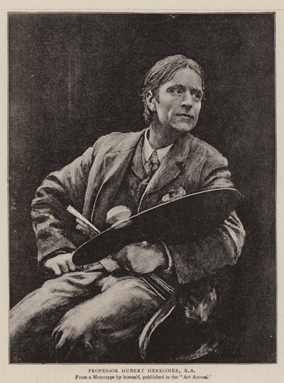 Profesor Hubert Herkomer, RA (litografía) de English School