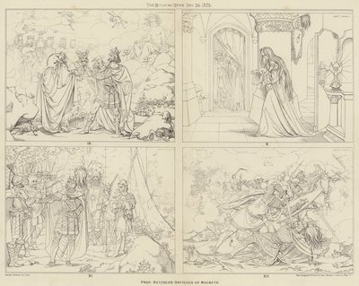 Bocetos del Profesor Retzsch de Macbeth (grabado) de English School