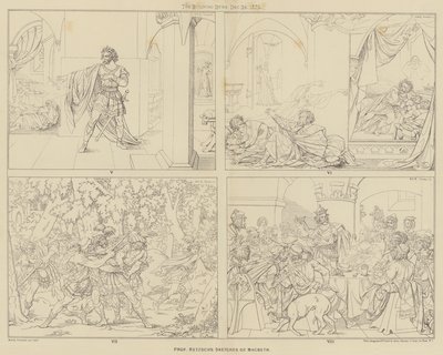Bocetos del Profesor Retzsch de Macbeth (grabado) de English School
