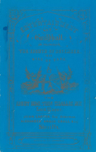 Programa para la cena en el Guildhall, Londres, el 8 de diciembre de 1852 de English School