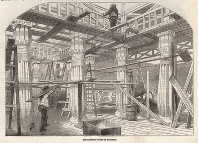 Progreso del Crystal Palace: La Corte Egipcia en progreso de English School