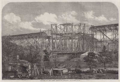 Progreso del Edificio de la Gran Exposición (grabado) de English School