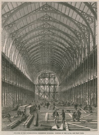 Progreso en el edificio de la Exposición Internacional; Parte de la Nave de English School