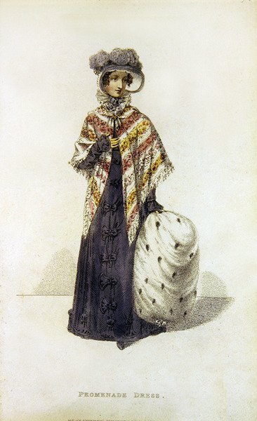 Vestido de Paseo, lámina de moda de Ackermann