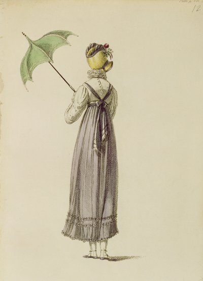 Vestido de paseo, lámina de moda de Ackermanns Repository of Arts de English School
