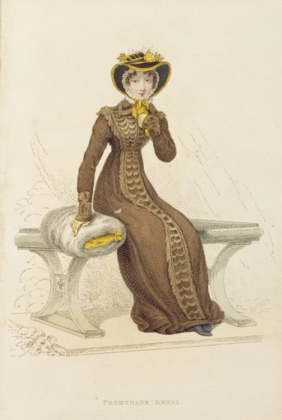 Vestido de paseo, lámina de moda de Ackermanns Repository of Arts de English School