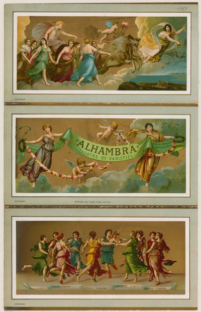 Folleto promocional del Teatro de Variedades Alhambra, Londres de English School