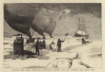 Propuesta Nueva Expedición Ártica, el Plan del Comandante Cheyne para alcanzar el Polo Norte (grabado) de English School