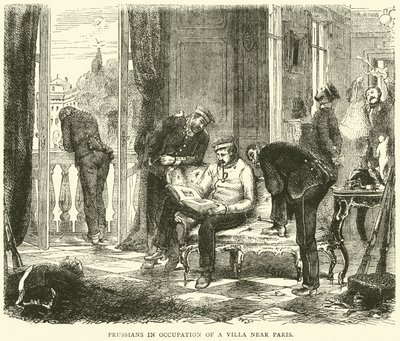 Prusianos en ocupación de una villa cerca de París, octubre de 1870 de English School