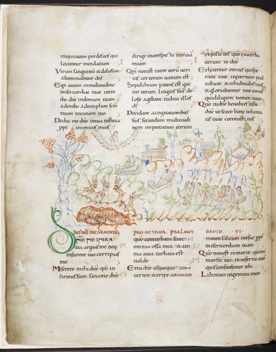Salmo 6 del salterio de Harley, Harley MS 603 f.3v de English School