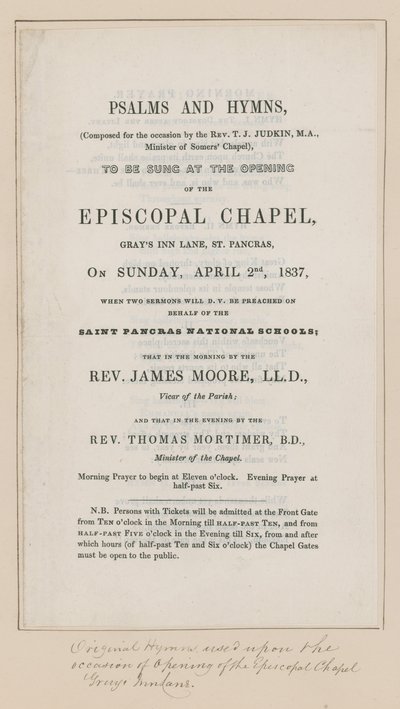 Salmos e Himnos para ser cantados en la Capilla Episcopal de English School