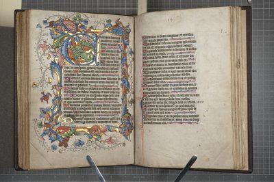 Salterio con calendario de uso Sarum, Fol 72 verso fol 73 recto, c.1425-75 de English School