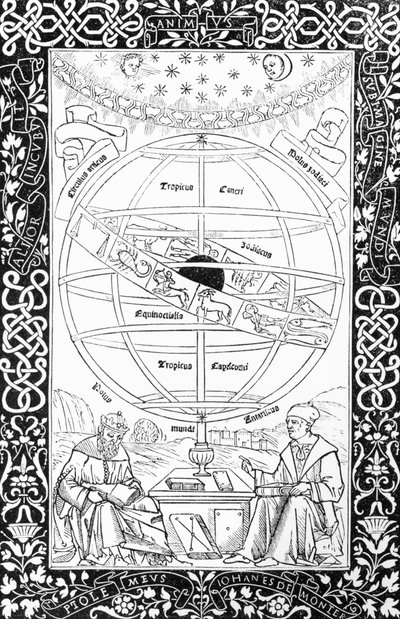Sistema de Ptolomeo, ilustración de Ciencia y Literatura de la Edad Media y el Renacimiento, escrito y grabado por Paul Lacroix, 1878 de English School