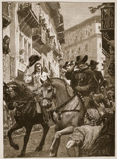 Recepción pública del príncipe Carlos en Madrid, ilustración de la Historia Ilustrada de Inglaterra de Cassell de English School