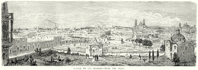 Puebla de Los Angeles - Desde el Oeste (grabado) de English School