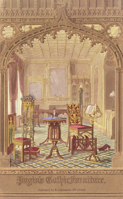 Muebles Góticos de Pugin, por Augustus Charles Pugin, publicado por R. Ackermann, 1827 de English School