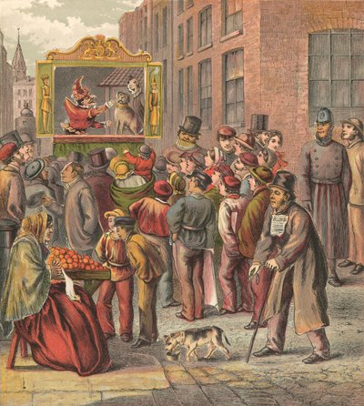 Espectáculo de Punch y Judy en la calle de English School