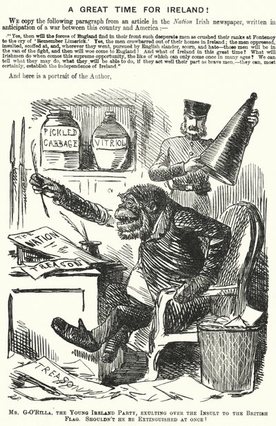 Caricatura de Punch: ¡Un Gran Momento para Irlanda! Nacionalismo irlandés de English School