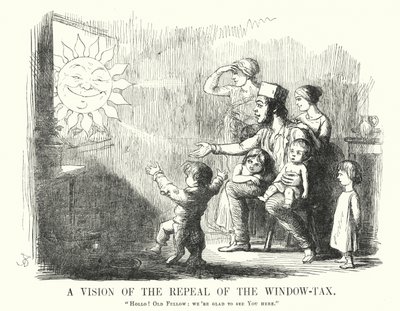 Caricatura de Punch: Una Visión de la Derogación del Impuesto sobre las Ventanas de English School