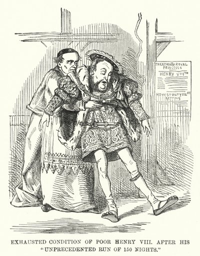 Caricatura de Punch: Condición Exhausta del Pobre Enrique VIII Después de Su Carrera Sin Precedentes de 150 Noches de English School