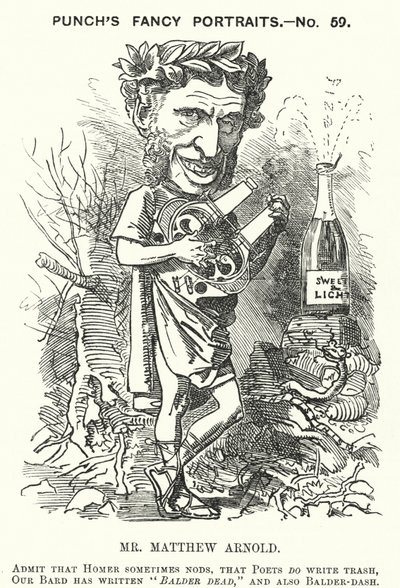 Caricatura de Punch: Matthew Arnold, poeta inglés de English School