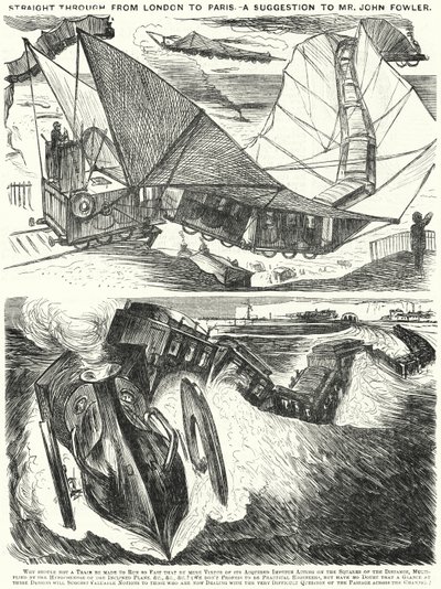 Caricatura de Punch: Directo de Londres a París. Una sugerencia para el Sr. John Fowler de English School