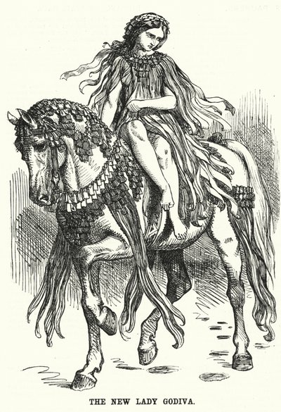 Caricatura de Punch: La Nueva Lady Godiva de English School