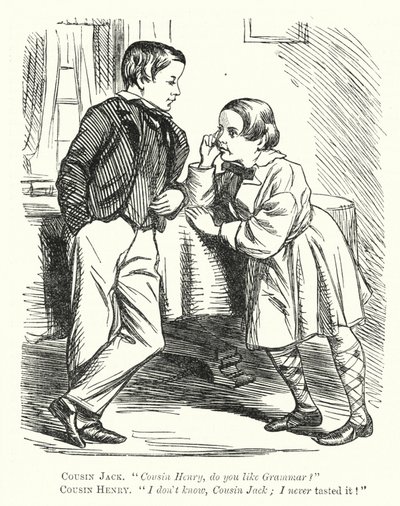 Caricatura de Punch: un malentendido sobre gramática de English School