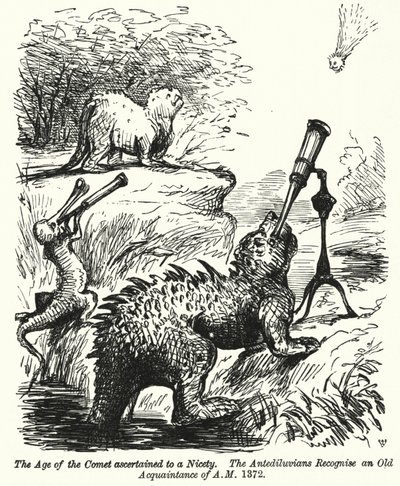 Caricatura de Punch: dinosaurios viendo un cometa de English School