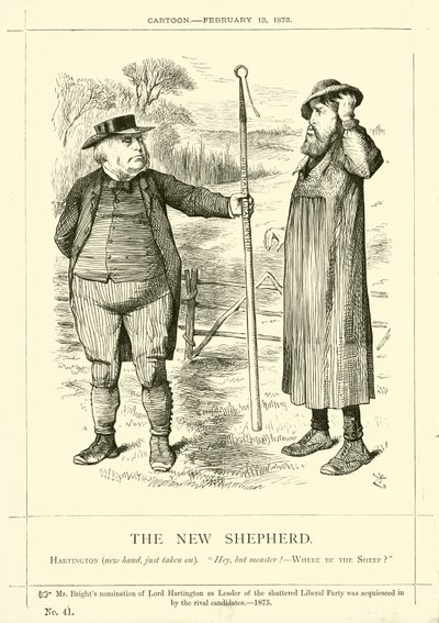 Caricatura de Punch sobre John Bright: El nuevo pastor de English School