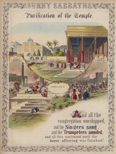 Purificación del Templo (grabado en color) de English School