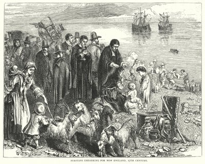 Los puritanos se embarcan hacia Nueva Inglaterra de English School