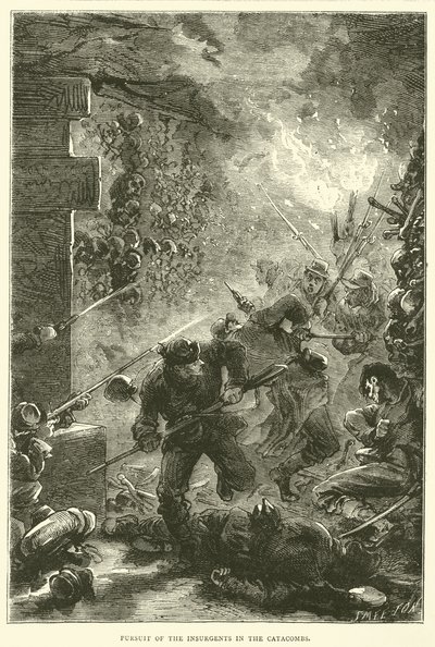 Persecución de los insurgentes en las catacumbas, mayo 1871 de English School