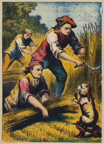 Puss Threatens the Reapers (litografía en color) de English School
