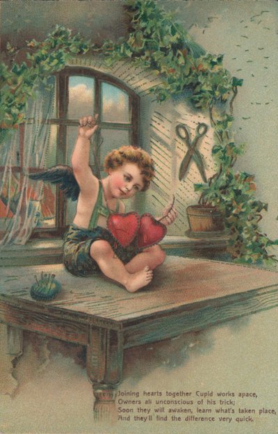 Putto uniendo corazones de English School