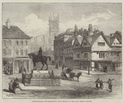 Queen-Square, Wolverhampton, con Estatua del difunto Príncipe Consorte de English School