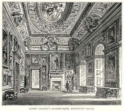 Salón de la Reina Carolina, Palacio de Kensington (grabado) de English School