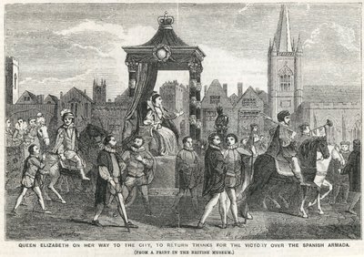 La Reina Isabel I en su camino a la Ciudad para dar gracias por la victoria sobre la Armada Española de English School