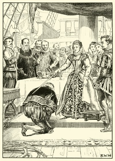 La reina Isabel a bordo del Golden Hind de English School