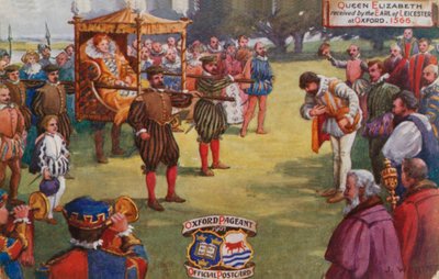 La Reina Isabel recibida por el Conde de Leicester en Oxford, 1566 de English School