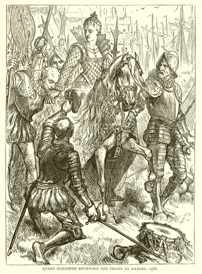 La reina Isabel revisando las tropas en Tilbury, 1588 de English School