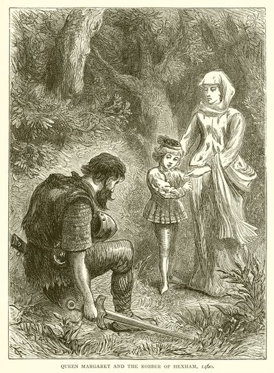 Reina Margarita y el ladrón de Hexham, 1460 de English School
